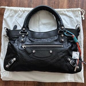 Balenciaga First Bag Black Giant silver studs bag